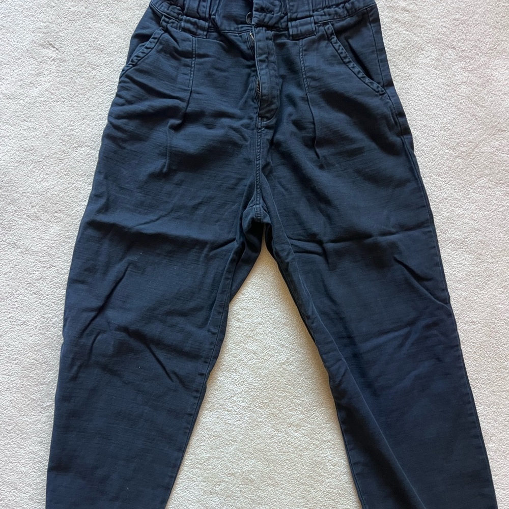 Free People Soft Black Denim Paperbag Pants